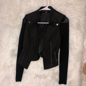 Material girl Black part mesh blazer XS